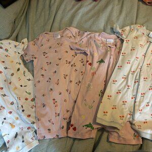 🍒🥕 Bundle of 4 Hanna Andersson Short-Sleeve Pajamas – Size 3T (Summer) 🍑🥦